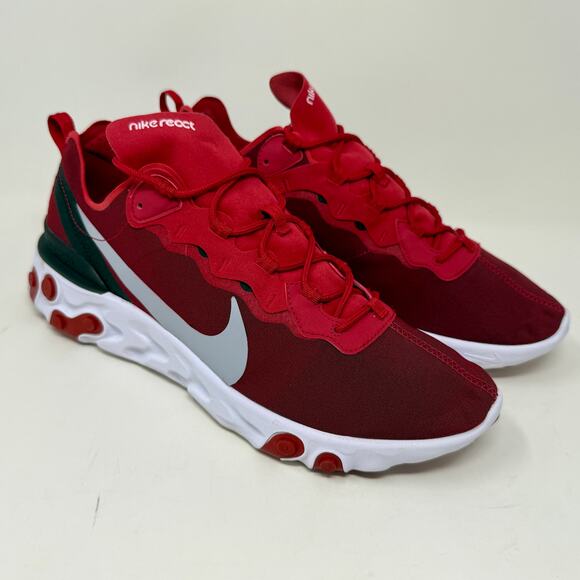Nike React Element 55 Sneakers Men's Sz 12 Red White L.2.1 Sporty Rugged - Picture 8 of 14